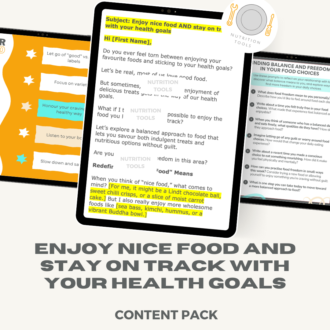 Enjoy nice food AND stay on track with your health goals Content Pack